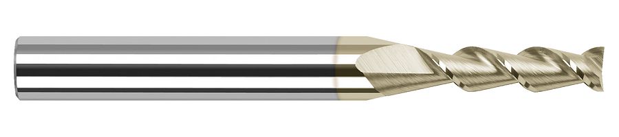 Picture of Harvey Tool 24208-C7 .125 D x 45 Helix CarbideEM, 2 FL ZrN End Mill Standard Flute Standard Helix Carbide ZrN Single End Ball NoseBall